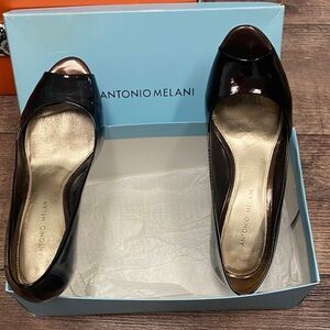 Antonio Melani Black Peep Toe Women's Shoes
